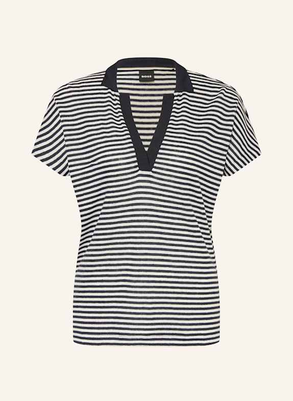 BOSS Strickshirt ENELINA aus Leinen WEISS/ DUNKELBLAU