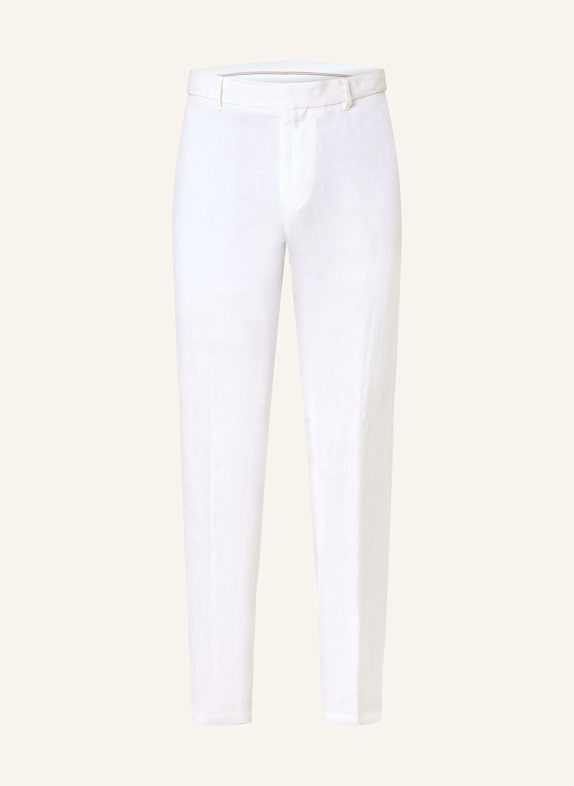 BOSS GENIUS slim fit linen suit trousers WHITE