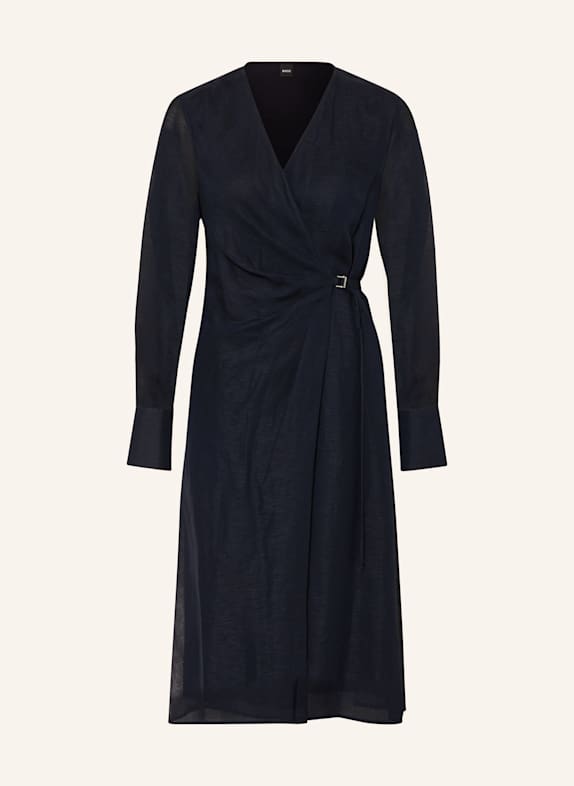 BOSS Wickelkleid DOSALA mit Leinen DUNKELBLAU
