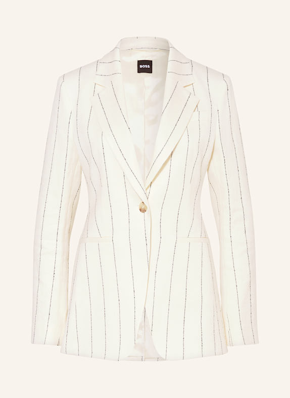 BOSS JIA blazer with linen LIGHT YELLOW/ DARK BLUE
