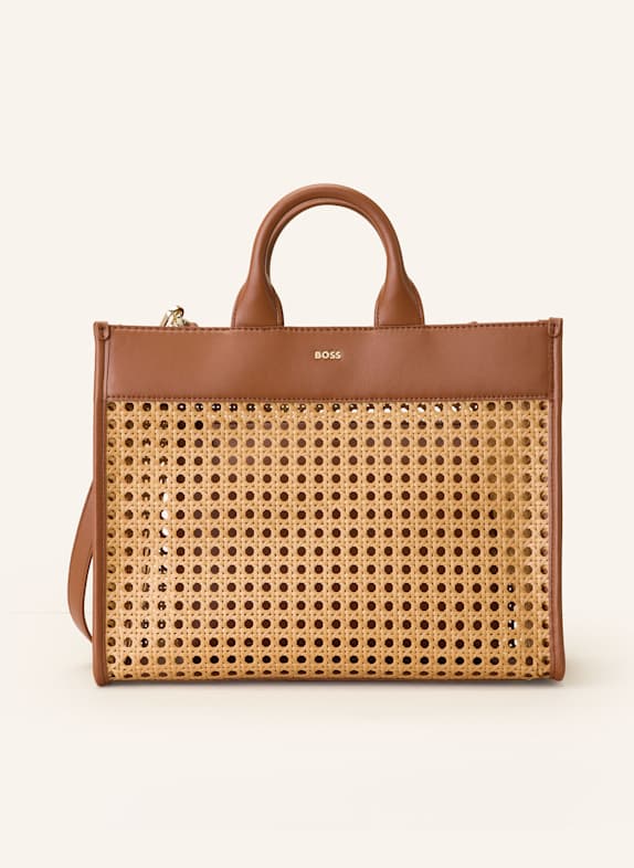 BOSS Handtasche SANDY TOTE SPU mit Pouch BEIGE/ BRAUN