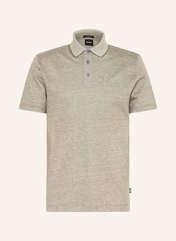 BOSS Piqué-Poloshirt PRESS mit Leinen KHAKI