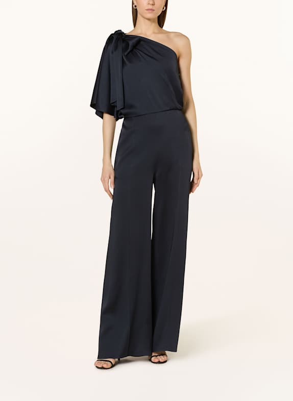 BOSS DEIANA one-shoulder jumpsuit with flounces and bow-tie DARK BLUE