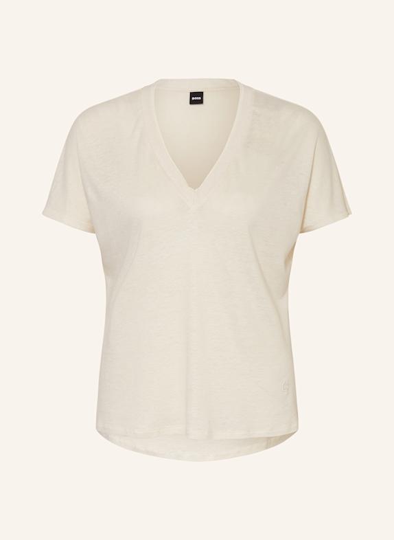 BOSS T-shirt EYLINA with linen CREAM