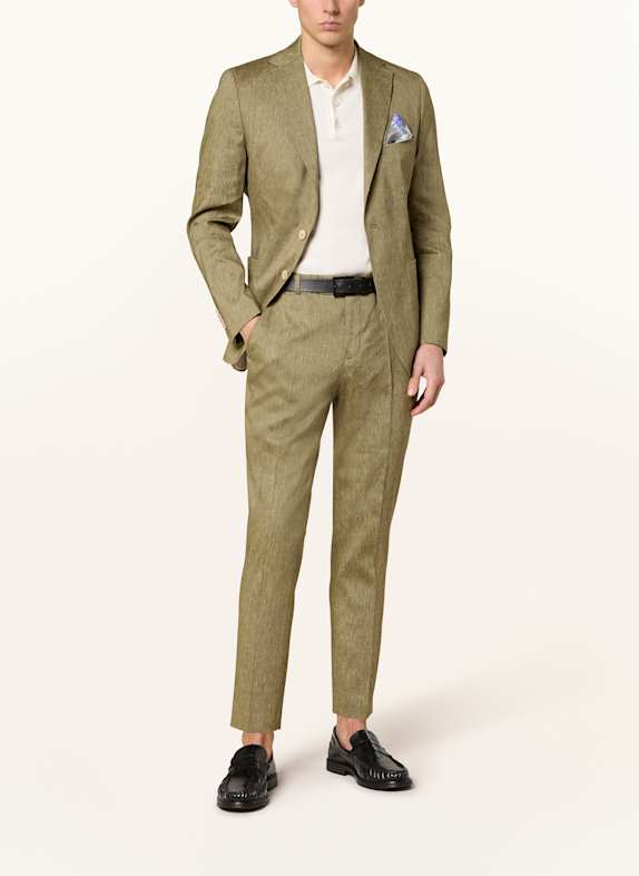 PAUL Spodnie garniturowe extra slim fit z dodatkiem lnu 735 Olive