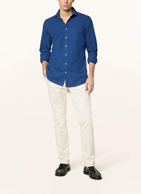 PAUL Slim fit overhemd in jeanslook DONKERBLAUW