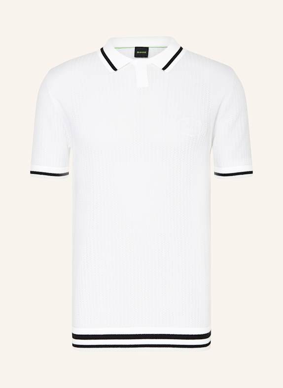 BOSS Strick-Poloshirt MESH HERITAGE WEISS
