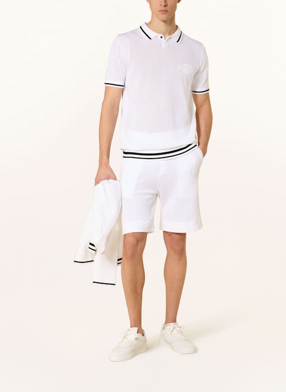 BOSS Strick-Poloshirt MESH HERITAGE WEISS