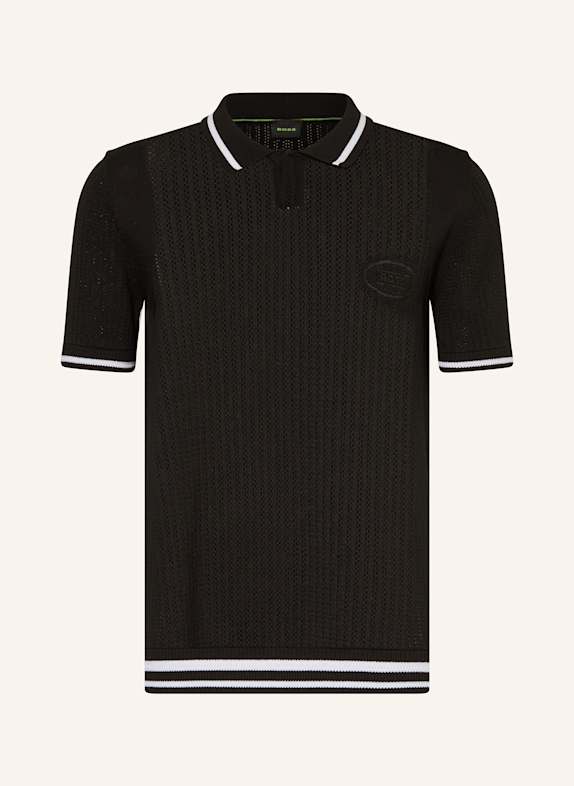 BOSS Strick-Poloshirt MESH HERITAGE SCHWARZ