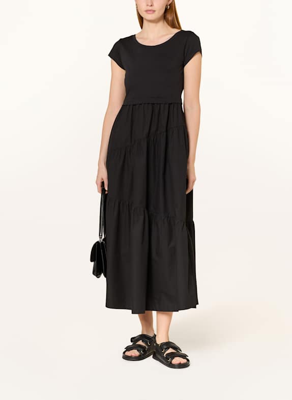 BOSS Kleid ENESI im Materialmix SCHWARZ