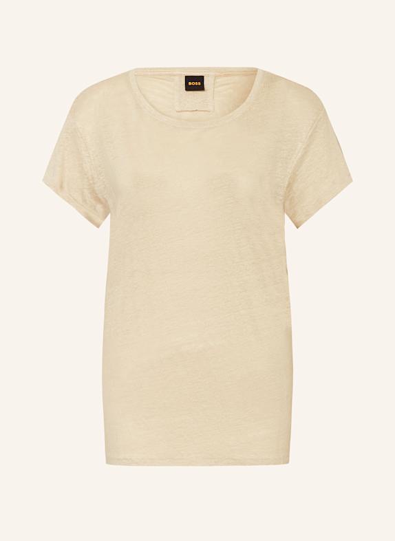 BOSS T-Shirt EVELINA aus Leinen HELLBRAUN