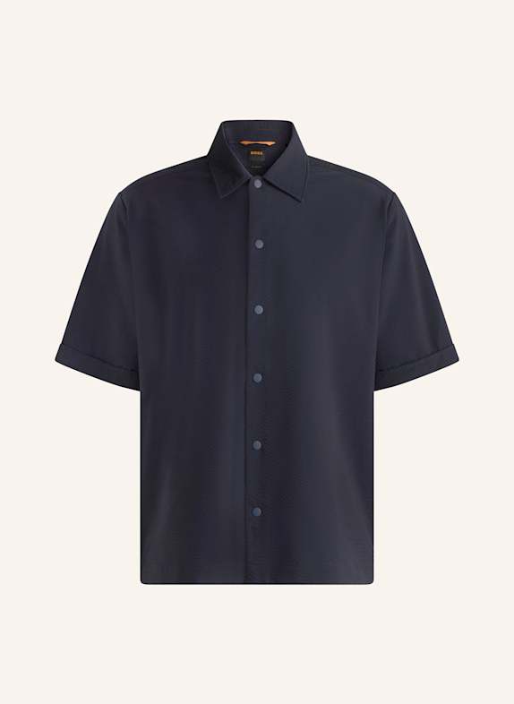 BOSS Kurzarm-Hemd LAPOULLY Relaxed Fit DUNKELBLAU