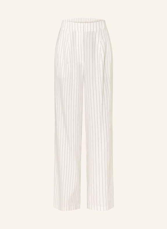 MRS & HUGS Wide leg trousers with linen BLACK/ ECRU