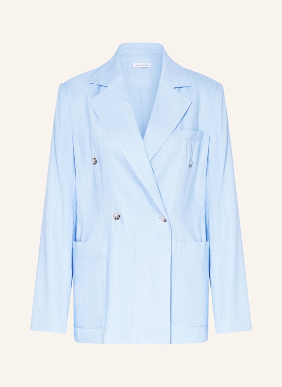 MRS & HUGS Blazer mit Leinen HELLBLAU/ WEISS