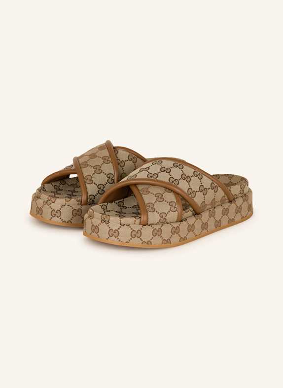 GUCCI Plateau-Pantoletten 9745 BEIGE EBONY/SUNDIAL