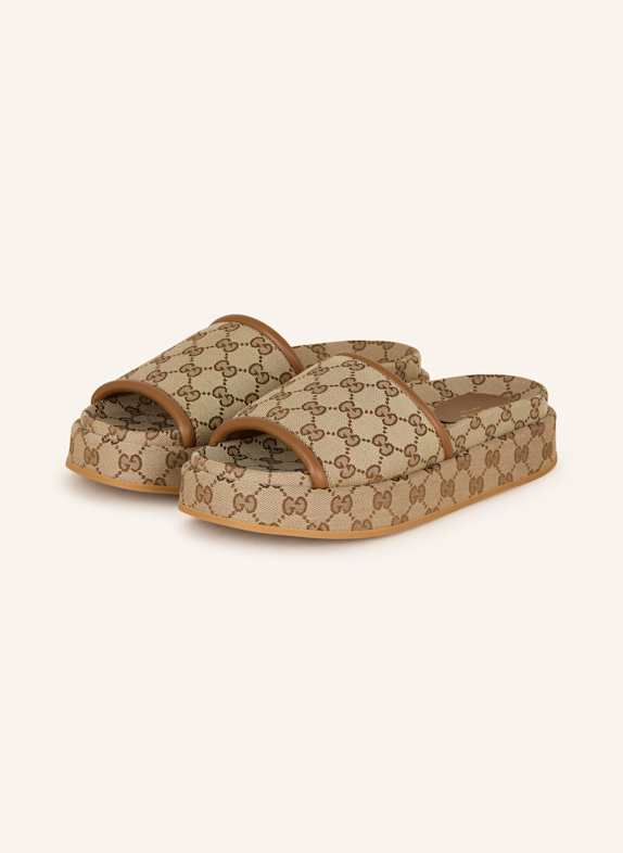 GUCCI Plateau-Pantoletten 9745 BEIGE EBONY/SUNDIAL