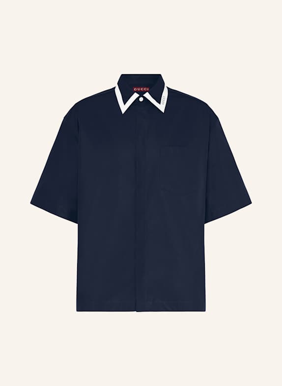 GUCCI Kurzarm-Hemd Comfort Fit DUNKELBLAU