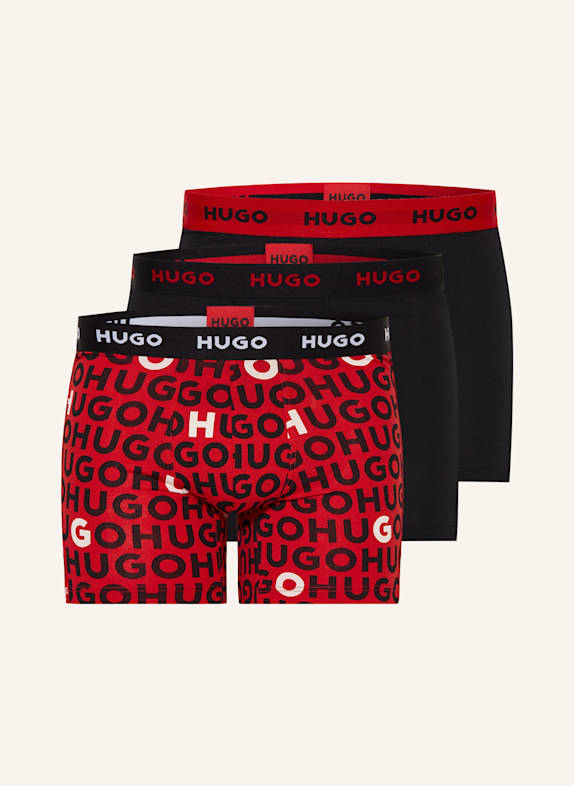 HUGO 3er-Pack Boxershorts SCHWARZ/ ROT