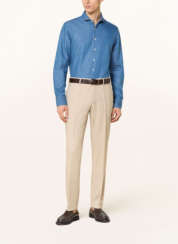 STROKESMAN'S Overhemd met normale pasvorm in jeanslook BLAUW