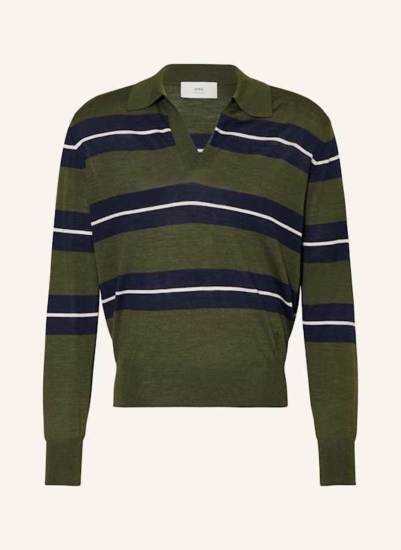 AMI PARIS Pullover DUNKELGRÜN/ DUNKELBLAU/ WEISS