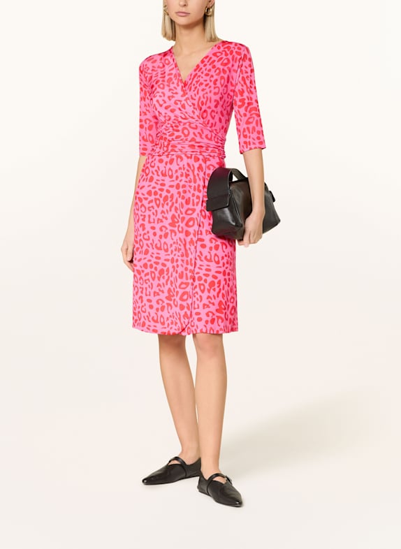 marivie Kleid SOPHISTICATED! in Wickeloptik mit 3/4-Arm PINK/ ROT
