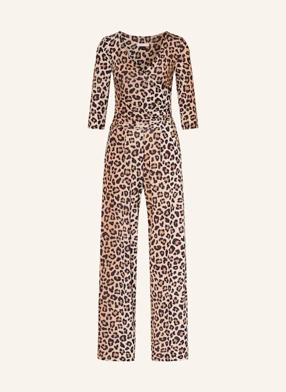 marivie Jersey jumpsuit JUMP IN! with 3/4 sleeves DARK BROWN/ DARK ORANGE/ LIGHT BROWN