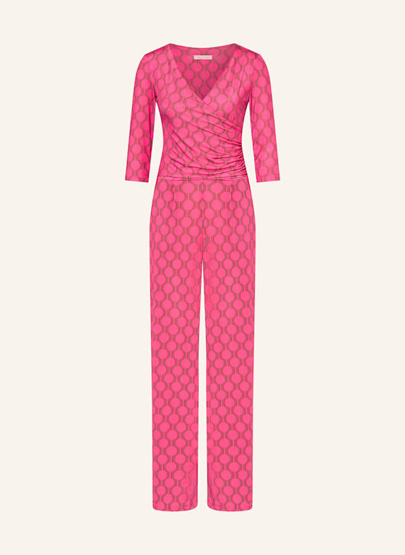 marivie Jersey jumpsuit JUMP IN! with 3/4 sleeves PINK/ BROWN