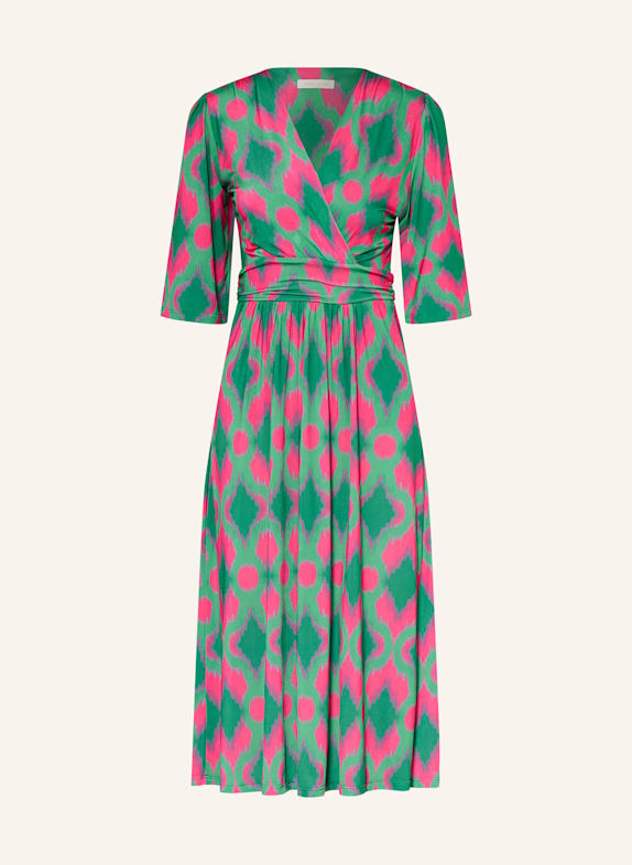marivie Jerseykleid in Wickeloptik GRÜN/ PINK
