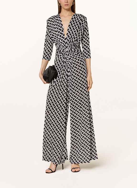 marivie TEMPT ME! jumpsuit in jersey with 3/4 sleeves BLACK/ WHITE