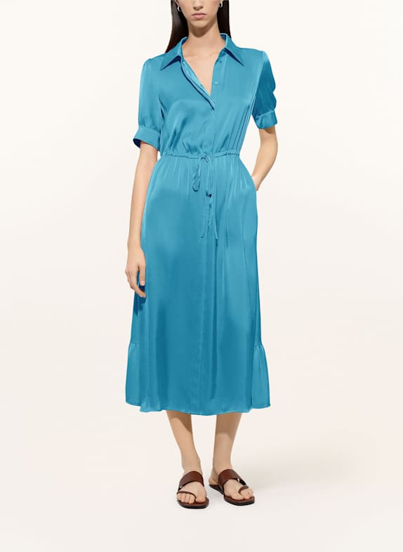 LUISA CERANO Hemdblusenkleid aus Satin TÜRKIS