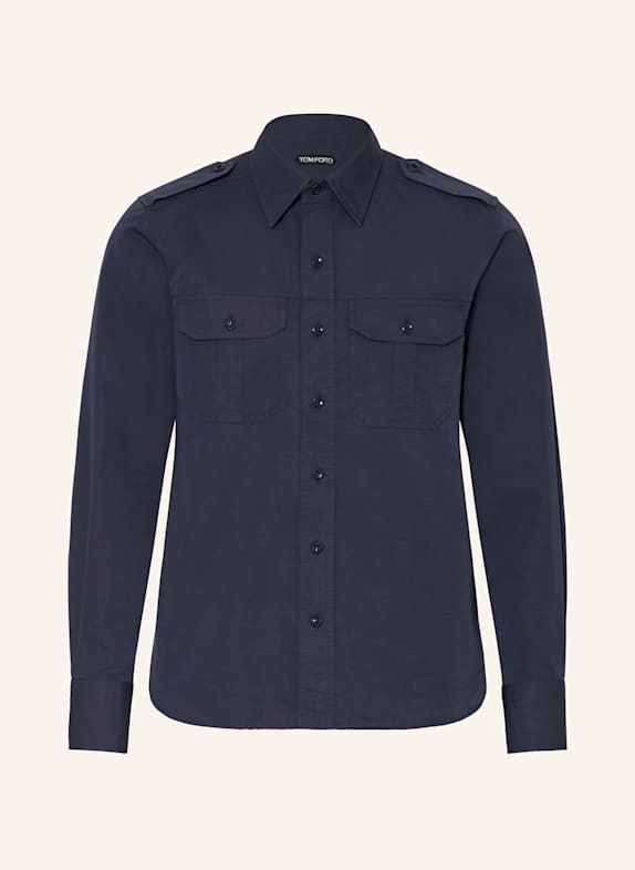 TOM FORD Shirt regular fit with silk DARK BLUE