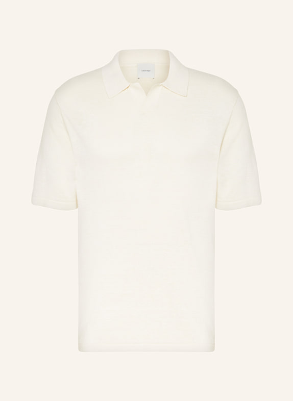 Calvin Klein Dzianinowa koszulka polo regular fit z lnem i jedwabiem ECRU