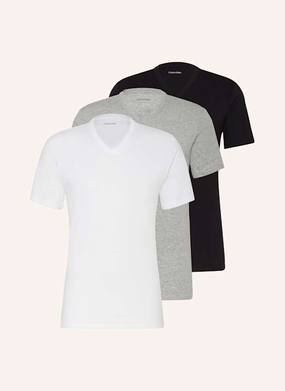 Calvin Klein Koszulka w serek, 3 szt. COTTON STRETCH BLEND CZARNY/ BIAŁY/ JASNOCZARY