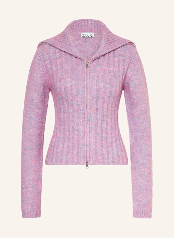 GANNI Cardigan with alpaca PINK/ LIGHT PURPLE