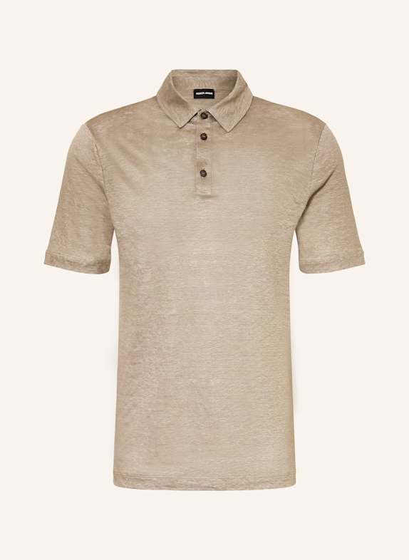 GIORGIO ARMANI Jersey-Poloshirt aus Leinen TAUPE