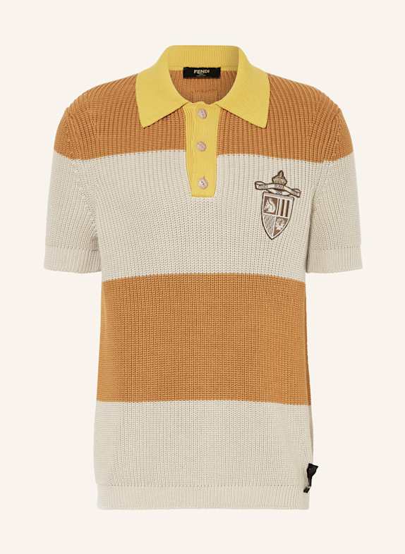 FENDI Strick-Poloshirt HELLBRAUN/ BEIGE/ DUNKELGELB