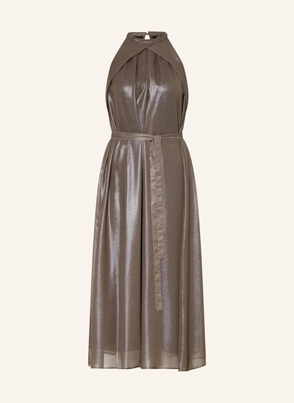 PESERICO Cocktailkleid mit Schmucksteinen BRAUN