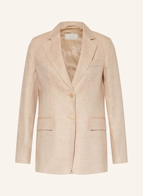 PESERICO Leinenblazer mit Schmuckperlen BEIGE