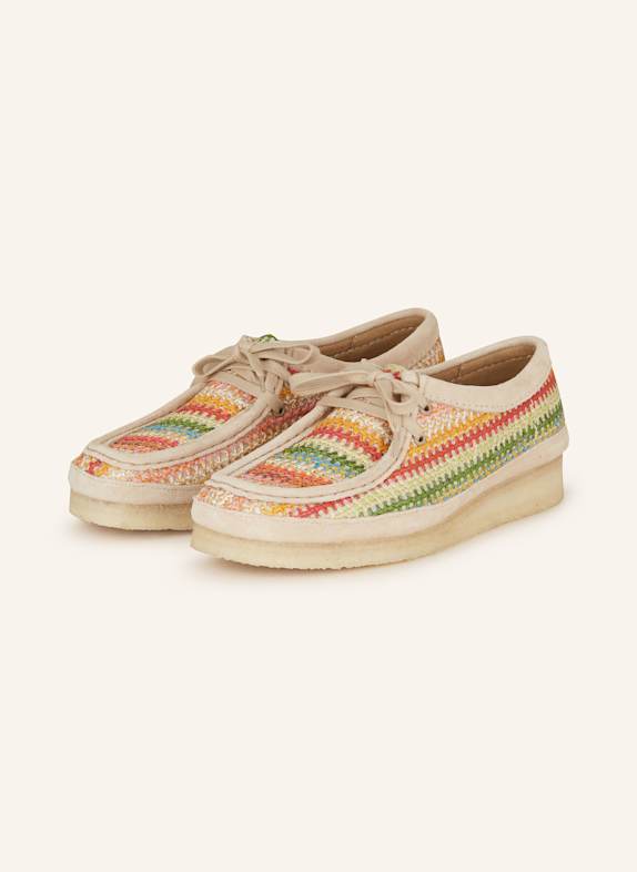 Clarks ORIGINALS Mokasyny WALLABEE KREMOWY/ POMARAŃCZOWY/ ZIELONY