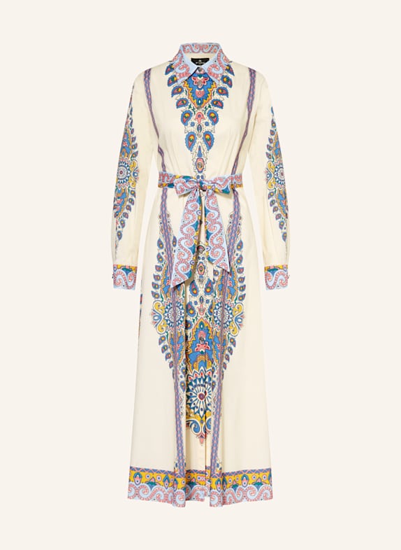 ETRO Hemdblusenkleid CREME/ BLAU/ ROT