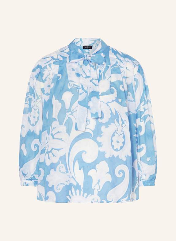 ETRO Blusenshirt mit Schluppe und 3/4-Arm BLAU/ WEISS