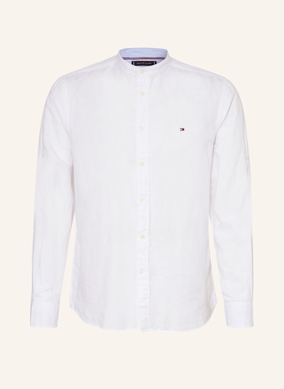 TOMMY HILFIGER Hemd Regular Fit mit Leinen und Stehkragen WEISS