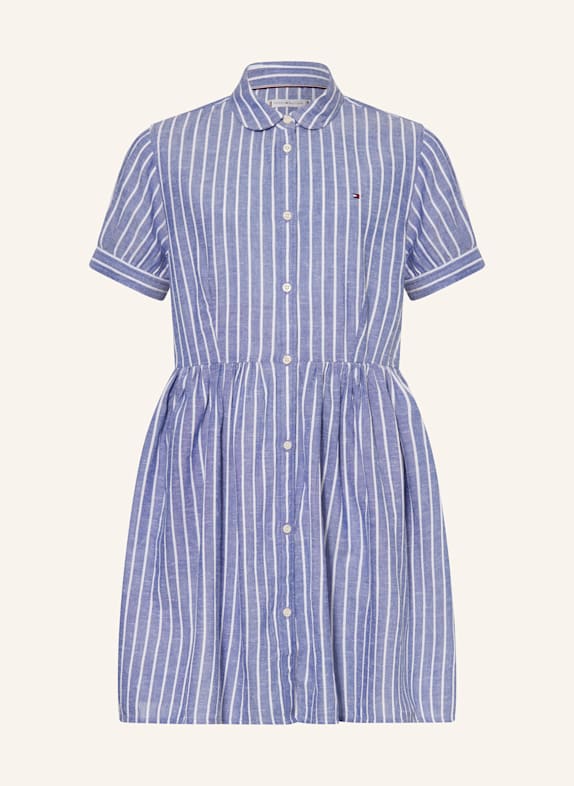 TOMMY HILFIGER Hemdblusenkleid BLAU/ WEISS