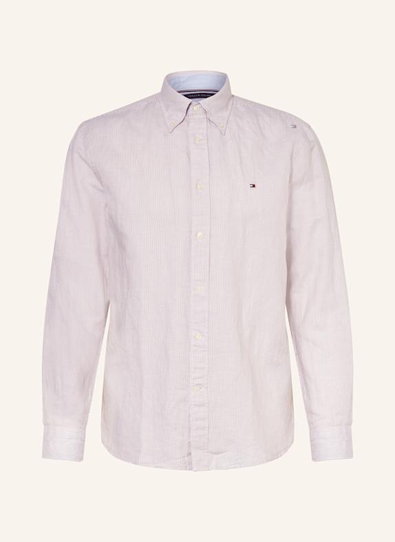 TOMMY HILFIGER Hemd Regular Fit mit Leinen WEISS/ HELLBRAUN