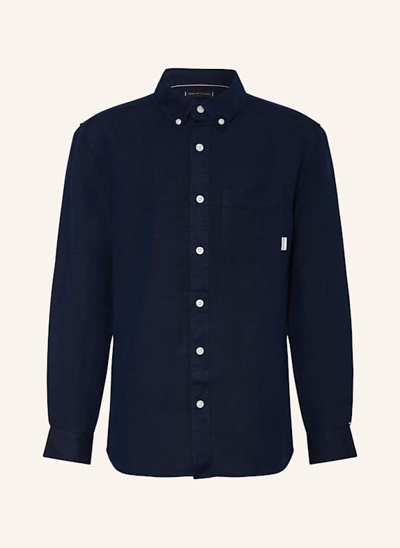 TOMMY HILFIGER Hemd Regular Fit mit Leinen DUNKELBLAU