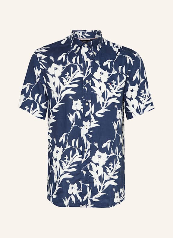 TOMMY HILFIGER Leinenhemd Regular Fit DUNKELBLAU/ WEISS
