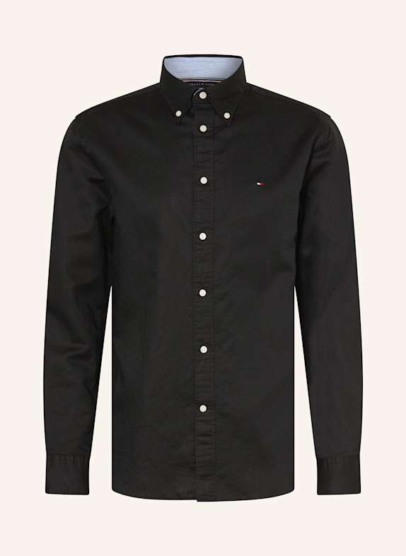 TOMMY HILFIGER Hemd Comfort Fit mit Leinen SCHWARZ