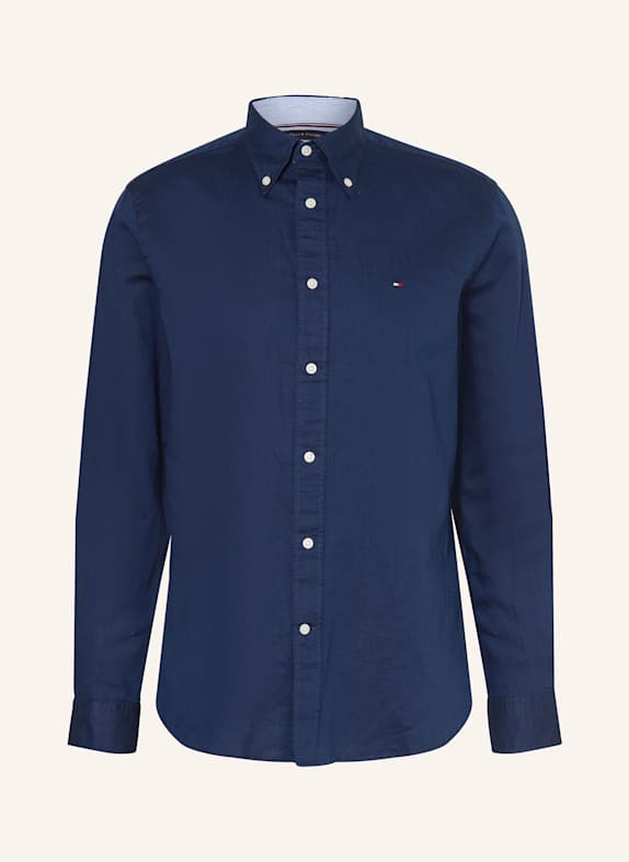 TOMMY HILFIGER Hemd Comfort Fit mit Leinen DUNKELBLAU