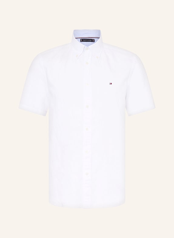 TOMMY HILFIGER Kurzarm-Hemd Regular Fit mit Leinen WEISS