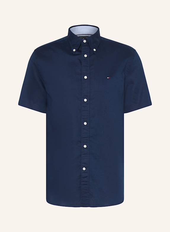 TOMMY HILFIGER Kurzarm-Hemd Regular Fit mit Leinen DUNKELBLAU